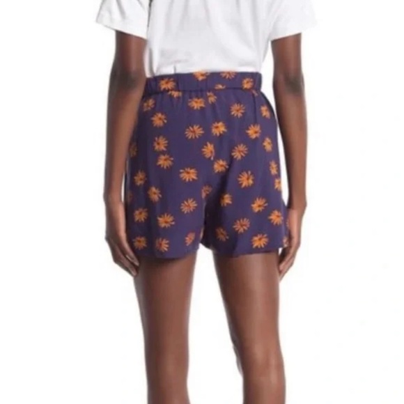 GUC Madewell Navy Dark Midnight Daisy Floral Print Pull On Shorts Size Medium - Picture 2 of 2
